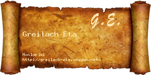 Greilach Eta névjegykártya